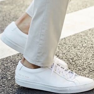 NEW! Common Projects Men’s Achilles Leather Low-Top Sneakers, White